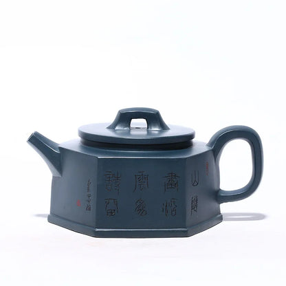 Handmade Yixing Handmade Kung-Fu Teaware, Raw Ore, Rain Mud, Hexagonal Junyu Pot, Purple Clay, Drinkware for Puer Green
