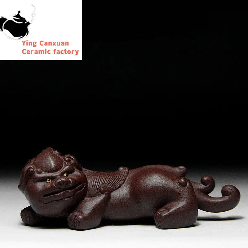 Handmade Yixing Purple Clay Tea Pet Tea Tray Pixiu Decorative Ornaments Creative Flower Pots Decorations Tea Set Supplies