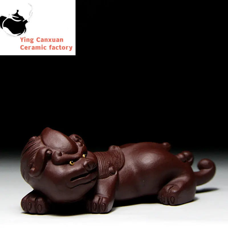 Handmade Yixing Purple Clay Tea Pet Tea Tray Pixiu Decorative Ornaments Creative Flower Pots Decorations Tea Set Supplies