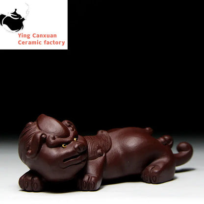 Handmade Yixing Purple Clay Tea Pet Tea Tray Pixiu Decorative Ornaments Creative Flower Pots Decorations Tea Set Supplies