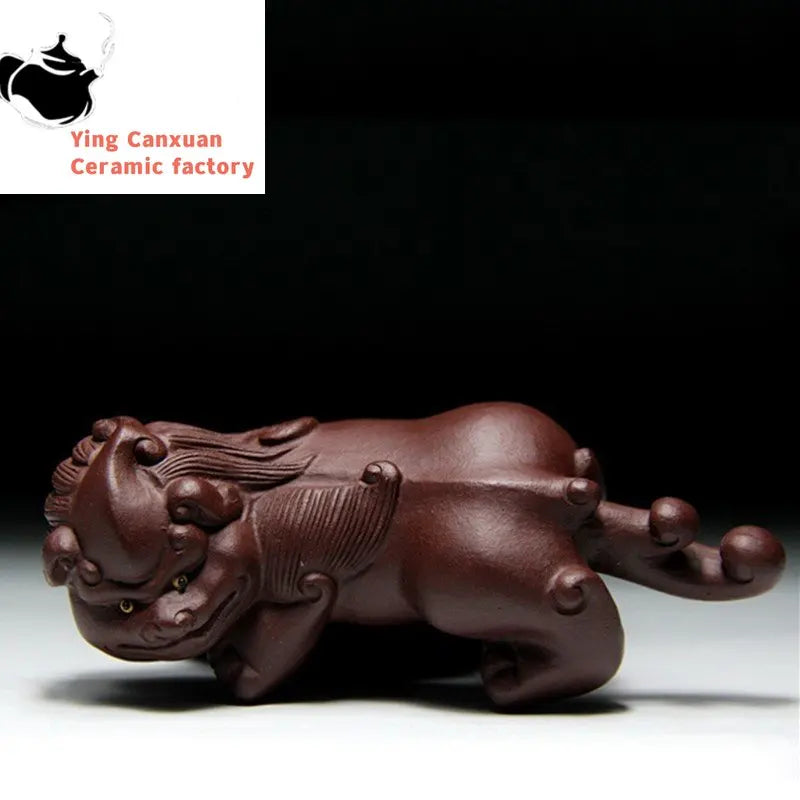 Handmade Yixing Purple Clay Tea Pet Tea Tray Pixiu Decorative Ornaments Creative Flower Pots Decorations Tea Set Supplies