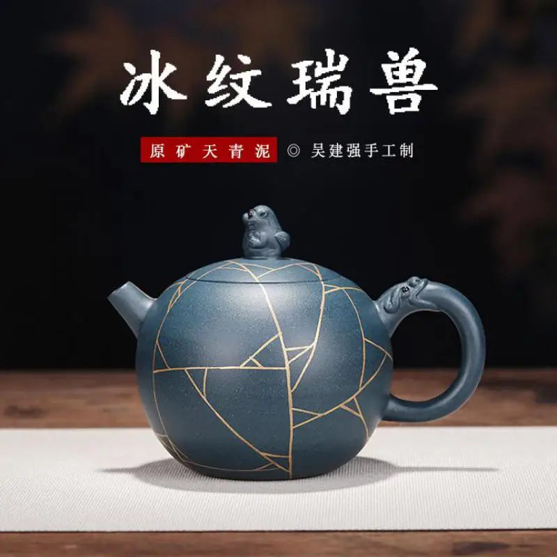 Handmade Yixing Zisha Teapot, Yixing Handmade Pot, Purple Clay Drinkware, Purple Clay, Cloud Mud, Ice Pattern, Puer