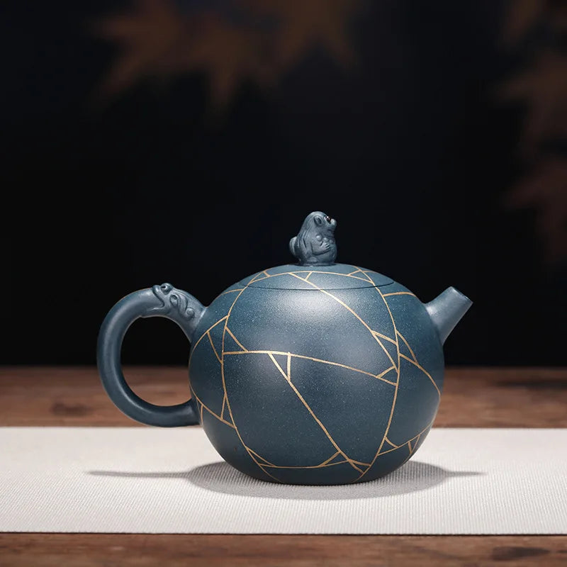 Handmade Yixing Zisha Teapot, Yixing Handmade Pot, Purple Clay Drinkware, Purple Clay, Cloud Mud, Ice Pattern, Puer