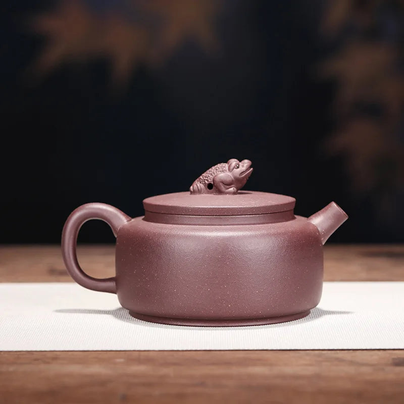 Handmade Zisha Clay Teapot, Purple Mud, Golden Toad Pot, Kung-Fu Teaware, Purple Clay Drinkware for Puer Green and Black Chinese