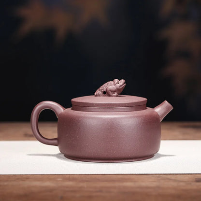 Handmade Zisha Clay Teapot, Purple Mud, Golden Toad Pot, Kung-Fu Teaware, Purple Clay Drinkware for Puer Green and Black Chinese