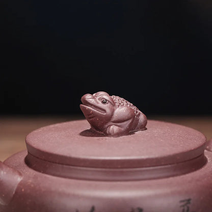 Handmade Zisha Clay Teapot, Purple Mud, Golden Toad Pot, Kung-Fu Teaware, Purple Clay Drinkware for Puer Green and Black Chinese