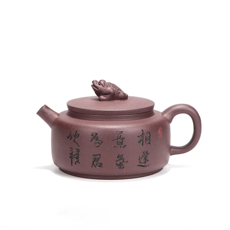 Handmade Zisha Clay Teapot, Purple Mud, Golden Toad Pot, Kung-Fu Teaware, Purple Clay Drinkware for Puer Green and Black Chinese