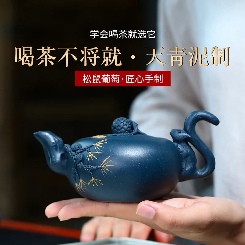 Handmade Zisha Kung-Fu Tea Teaware Drinkware for Green Black Tea, Handmade Teapot, Gypsy Clay,Grape Pot, Purple Yixing