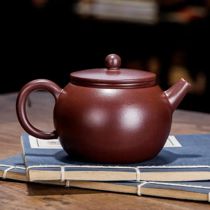 Handmade Zisha Teapot, Raw Ore Purple Vermillion Clay, Giant Wheel Pot, Kung-Fu Teaware, Drinkware for Puer