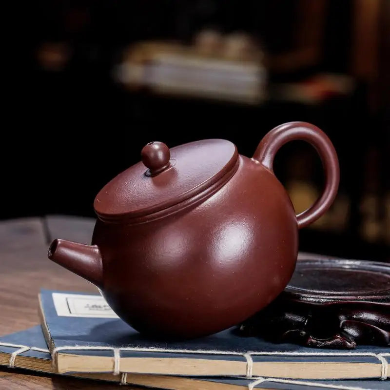 Handmade Zisha Teapot, Raw Ore Purple Vermillion Clay, Giant Wheel Pot, Kung-Fu Teaware, Drinkware for Puer