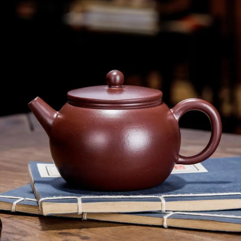 Handmade Zisha Teapot, Raw Ore Purple Vermillion Clay, Giant Wheel Pot, Kung-Fu Teaware, Drinkware for Puer