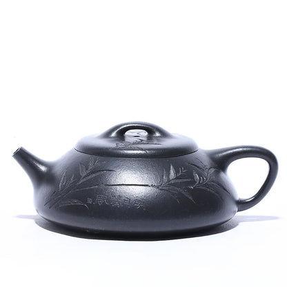 Handmade Zisha Teapot, Raw Ore Yellow Material, Hantang Stone, Scoop Pot, Kung-Fu Teaware, Purple Clay, Drinkware for Puer