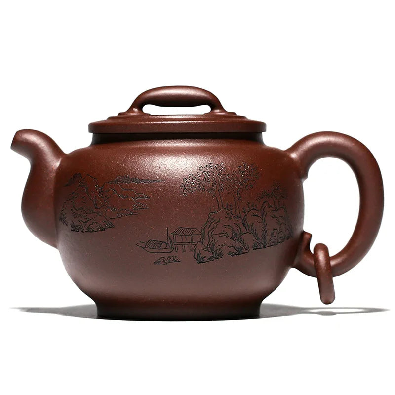 Handmade Zisha Teapot, Yixing Handmade Pot, Kung-Fu Teaware, Purple Clay, Drinkware for Puer, Green, Black, Chinese Tea