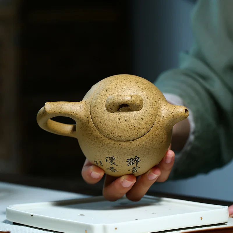 Handmade Zisha Teapot, Yixing Handmade Pot, Kung-Fu Teaware, Purple Clay Drinkware for Puer Green Black Chinese Tea,