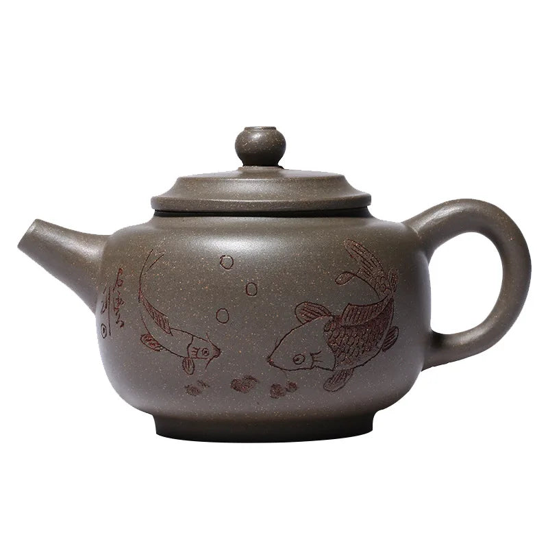 Handmade Zisha Teapot, Yixing Handmade Pot, Kung-Fu Teaware, Purple Clay Drinkware for Puer Green Black Chinese Tea,
