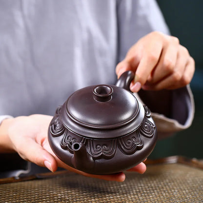 Handmade Zisha Teapot, Yixing Handmade Pot, Kung-Fu Teaware, Purple Clay Drinkware for Puer Green, Black Old Purple Clay, Buddhi