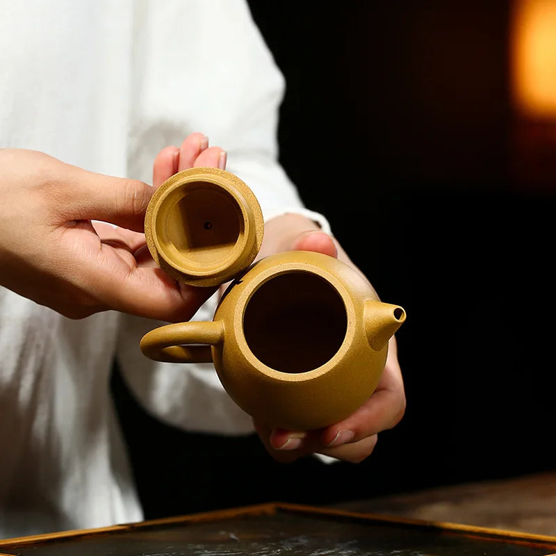 Handmade Zisha Teapot, Yixing Handmade Pot, Kung-Fu Teaware, Purple Clay Drinkware for Puer, Green, Black, Chinese Tea