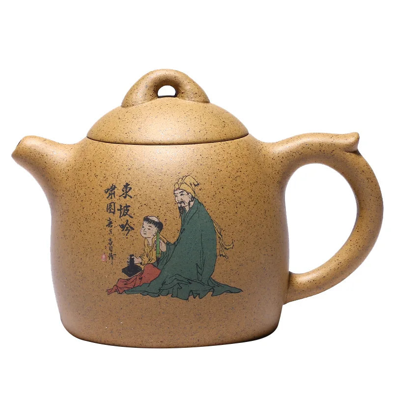 Handmade Zisha Teapot, Yixing Handmade Pot, Kung-Fu Teaware, Purple Clay Drinkware for Puer Green Black Chinese Tea,