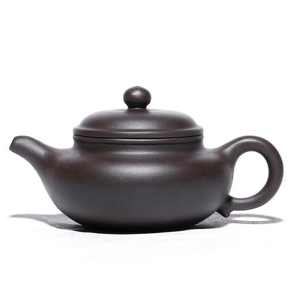 Handmade Zisha Teapot for Kung-Fu Teaware, Purple Clay Drinkware, Smooth Antique Pot, Purple Clay, Original Ore, Black Gold Sand