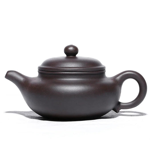 Handmade Zisha Teapot for Kung-Fu Teaware, Purple Clay Drinkware, Smooth Antique Pot, Purple Clay, Original Ore, Black Gold Sand
