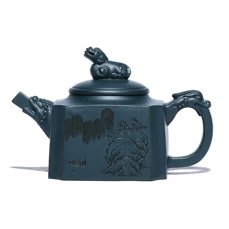 Handmade Zisha Teapot with Purple Clay, Yixing Handmade Pot, Kung-Fu Teaware, Purple Clay Drinkware for Puer Green and Black