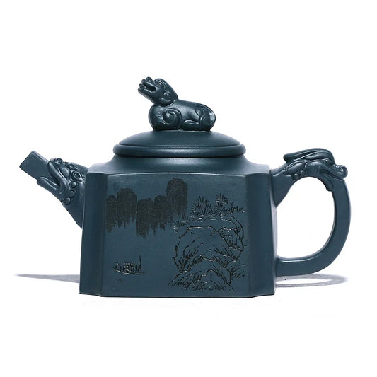 Handmade Zisha Teapot with Purple Clay, Yixing Handmade Pot, Kung-Fu Teaware, Purple Clay Drinkware for Puer Green and Black