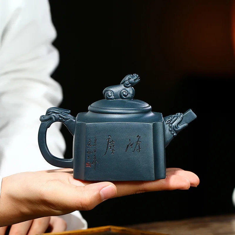 Handmade Zisha Teapot with Purple Clay, Yixing Handmade Pot, Kung-Fu Teaware, Purple Clay Drinkware for Puer Green and Black