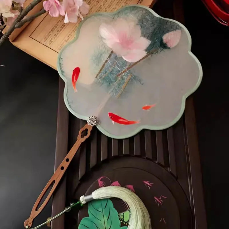 Handmade double-sided Suzhouembroidery fan embroidery cheongsam palace fan Hanfu accessories Chinese style embroidered fan gifts