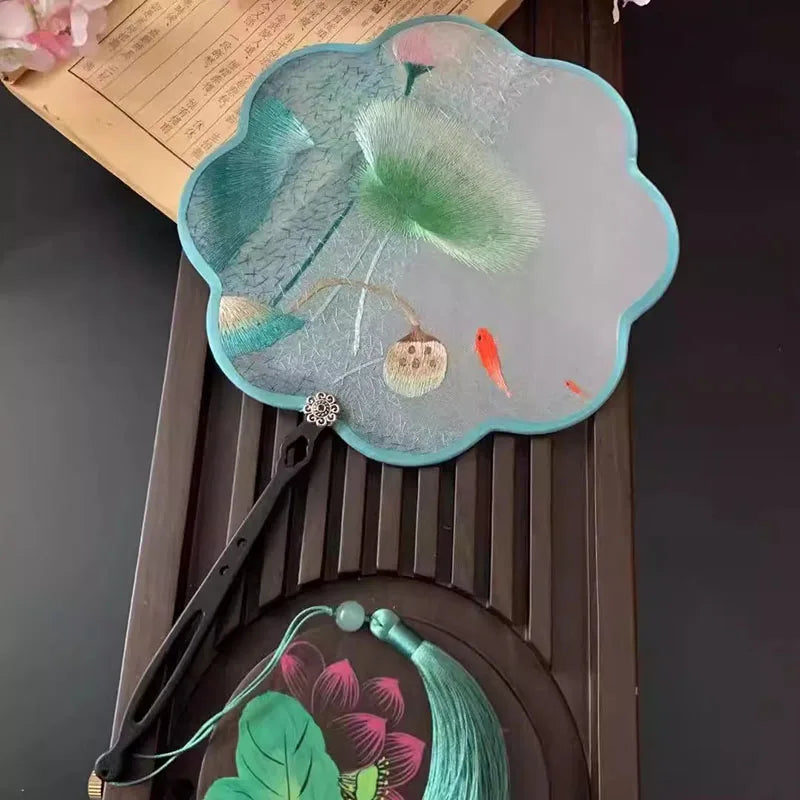 Handmade double-sided Suzhouembroidery fan embroidery cheongsam palace fan Hanfu accessories Chinese style embroidered fan gifts