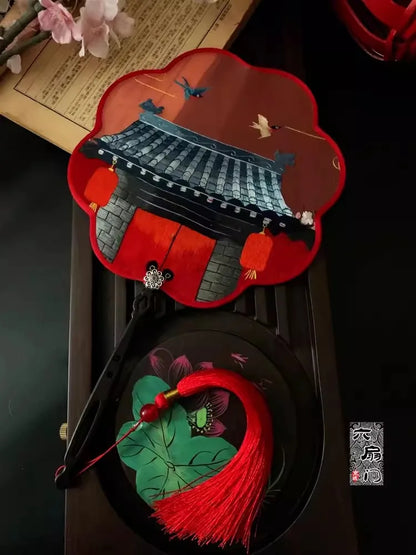 Handmade double-sided Suzhouembroidery fan embroidery cheongsam palace fan Hanfu accessories Chinese style embroidered fan gifts