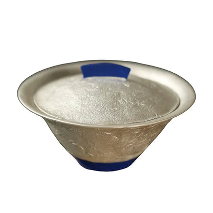 Handmade thin tire bowl tea cup Japanese style not hot hand tea brewer creative household silver gilt 999 wabi-silent tea bowl