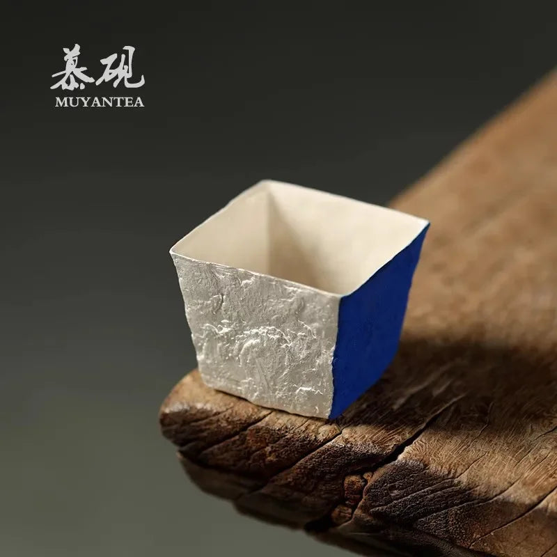 Handmade thin tire bowl tea cup Japanese style not hot hand tea brewer creative household silver gilt 999 wabi-silent tea bowl