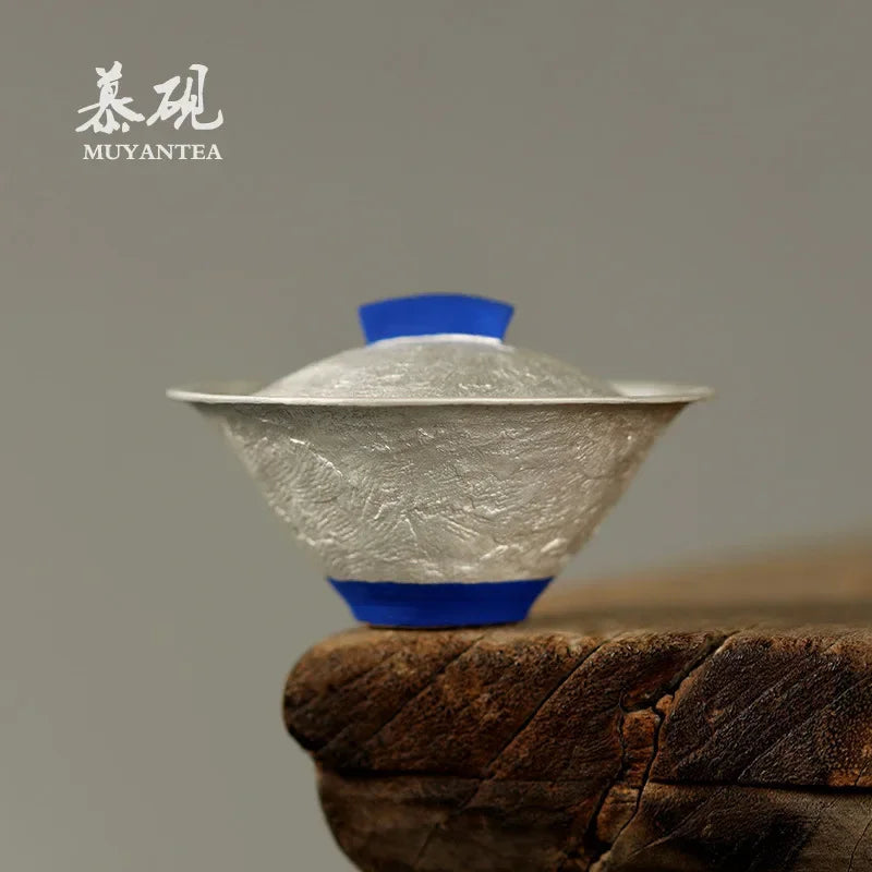 Handmade thin tire bowl tea cup Japanese style not hot hand tea brewer creative household silver gilt 999 wabi-silent tea bowl