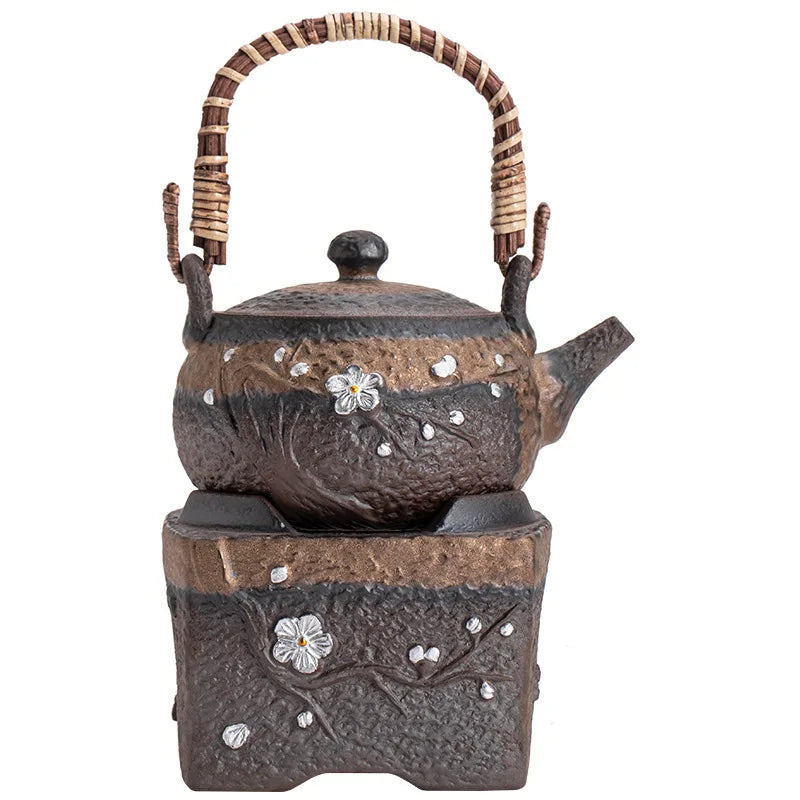 Handmade vintage tea set Japanese tea cup set candle heating base tea set kitchen restaurant bar family garden