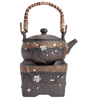 Handmade vintage tea set Japanese tea cup set candle heating base tea set kitchen restaurant bar family garden
