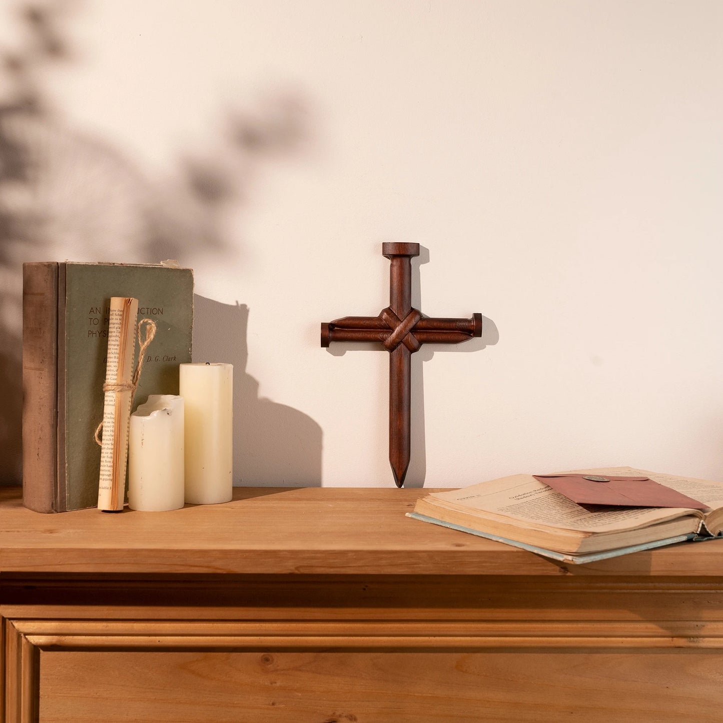 Handmade wooden cross on wall Christian cross religious wall decoration wood carving church gift for pastor