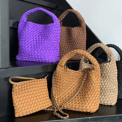 Handmade woven bag, large capacity tote bag, women's 2024 new nylon chain crossbody bag
