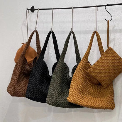 Handmade woven bag, large capacity tote bag, women's 2024 new nylon chain crossbody bag