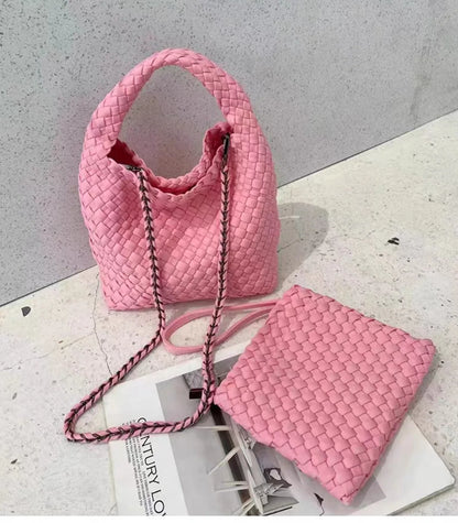 Handmade woven bag, large capacity tote bag, women's 2024 new nylon chain crossbody bag