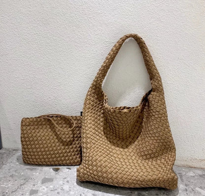 Handmade woven bag, large capacity tote bag, women's 2024 new nylon chain crossbody bag