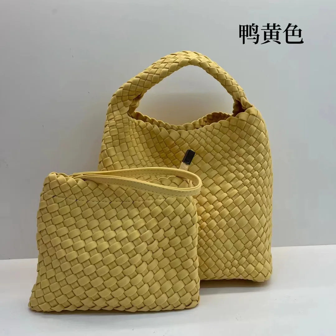 Handmade woven bag, large capacity tote bag, women's 2024 new nylon chain crossbody bag