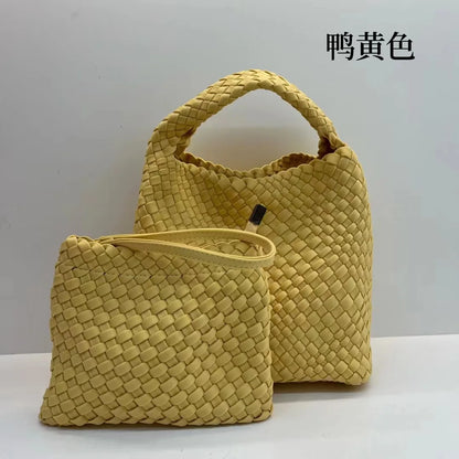 Handmade woven bag, large capacity tote bag, women's 2024 new nylon chain crossbody bag