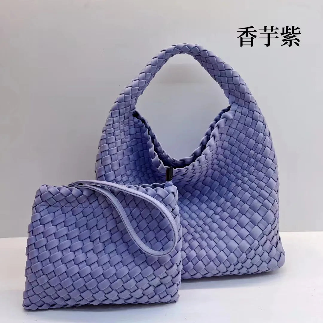 Handmade woven bag, large capacity tote bag, women's 2024 new nylon chain crossbody bag