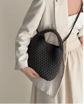 Handmade woven bag, large capacity tote bag, women's 2024 new nylon chain crossbody bag