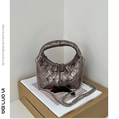 Handmade woven genuine leather women's shoulder crossbody bagmobile phone bag