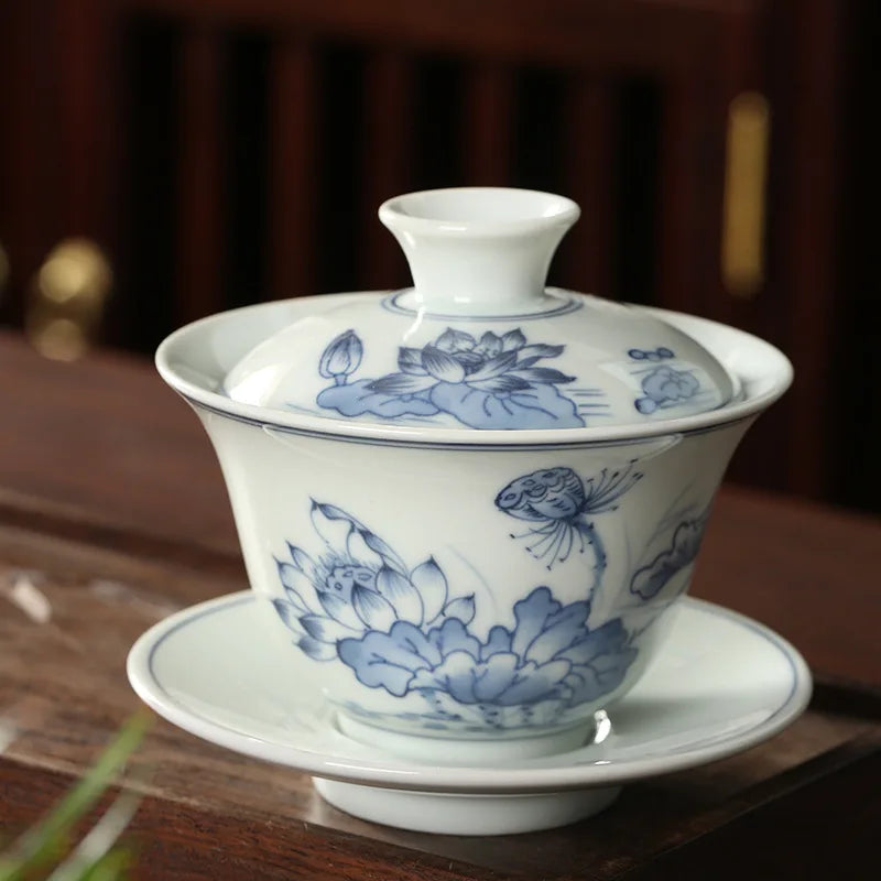 Handpainted Chinese Sancai Gaiwan Tea Set Ceramic Retro Kung Fu Teacups Porcelanas Tea Bowl Teaware Cup Tea Tureen