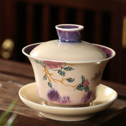 Handpainted Chinese Sancai Gaiwan Tea Set Ceramic Retro Kung Fu Teacups Porcelanas Tea Bowl Teaware Cup Tea Tureen