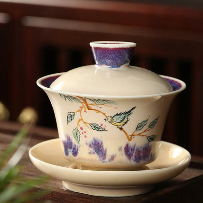 Handpainted Chinese Sancai Gaiwan Tea Set Ceramic Retro Kung Fu Teacups Porcelanas Tea Bowl Teaware Cup Tea Tureen