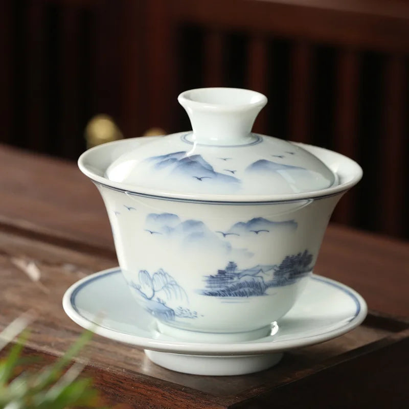 Handpainted Chinese Sancai Gaiwan Tea Set Ceramic Retro Kung Fu Teacups Porcelanas Tea Bowl Teaware Cup Tea Tureen