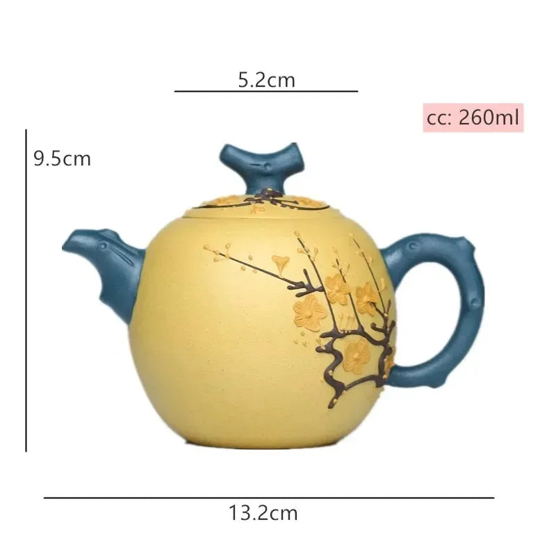Handpainted Plum Blossom Dragon Egg Teapot Yixing Purple Clay Tea Pot Raw Ore Section Mud Filter Kettle Zisha Tea Set 260ml